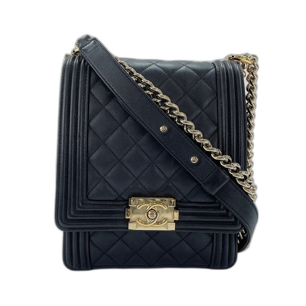 Chanel Boy Shoulder Bag, Lambskin, Black